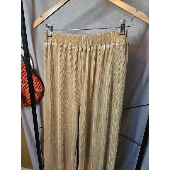 ACOA Gold Wide-Leg Flowy Pants – Size Small - Picture 7 of 9